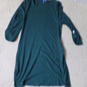 Hunter Green Long Sleeve Dress With Pockets